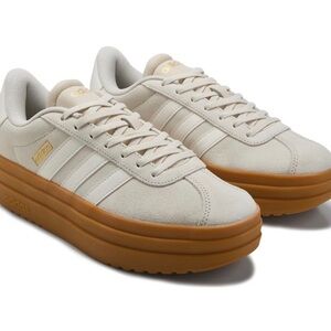 Adidas Women's Cream Sneakers with Brown Sole